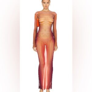 ISO Jean Paul Gaultier Morphing maxi dress red orange